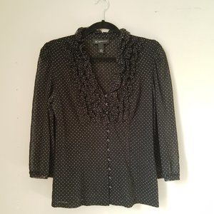 INC Womens black white polka dot blouse